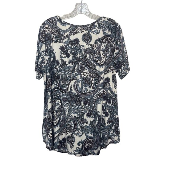 a Jesdani Paisley Print Shirt Womens 1X Blue White New Short Sleeve - Picture 3 of 10